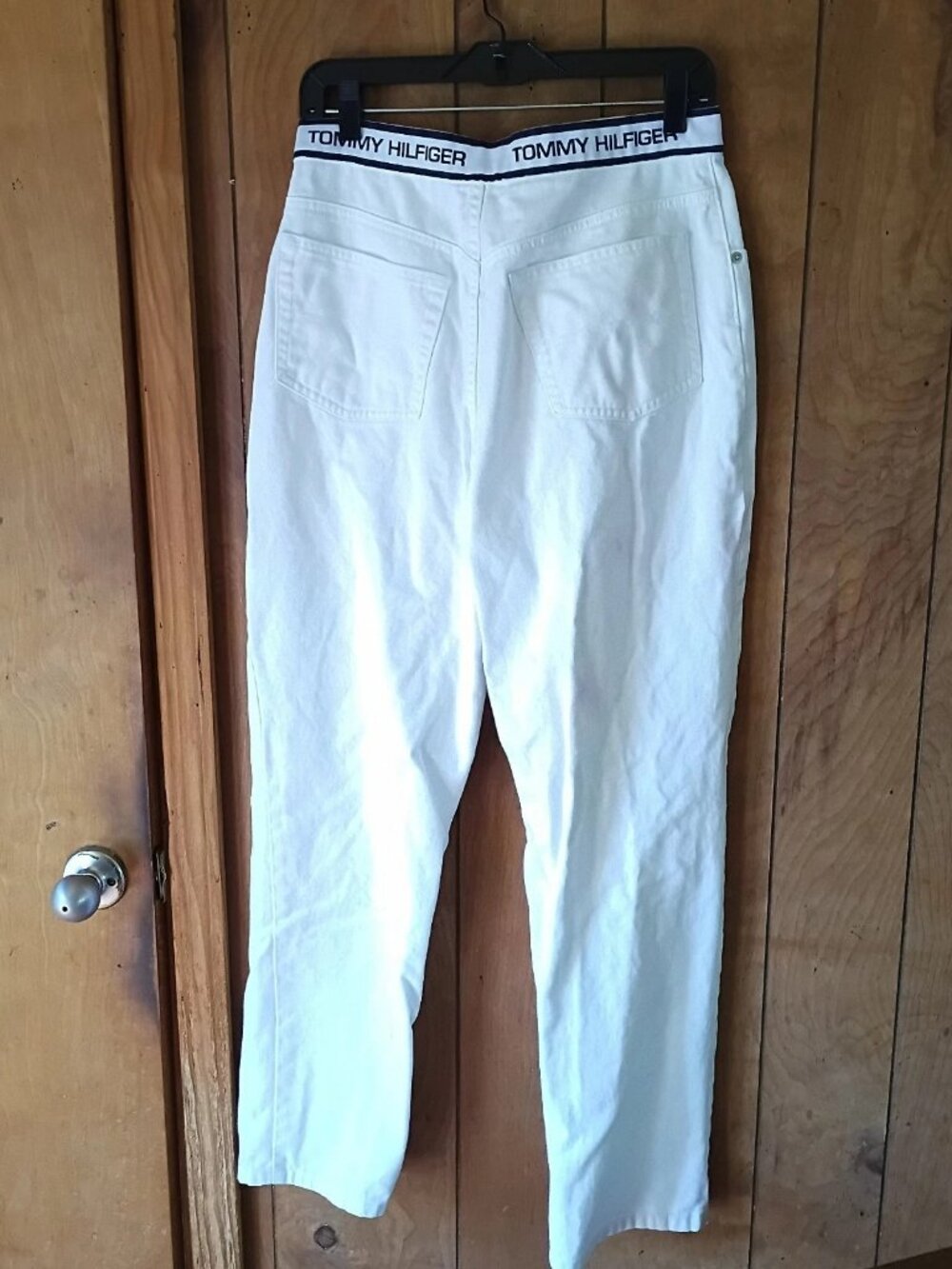 Tommy Hilfiger Jeans Women’s Size 12 White High Rise Straight Leg Cotton Logo - Picture 5 of 6